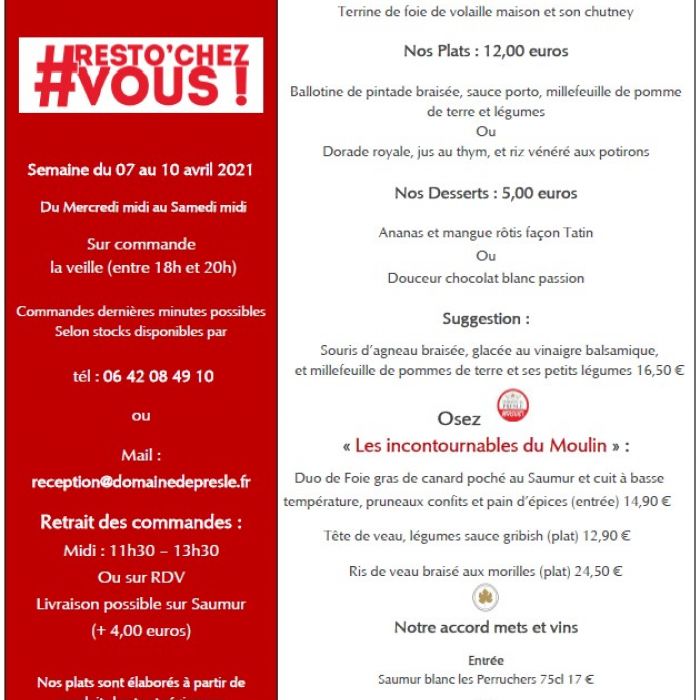 Menu semaine du 07 au 10 avril