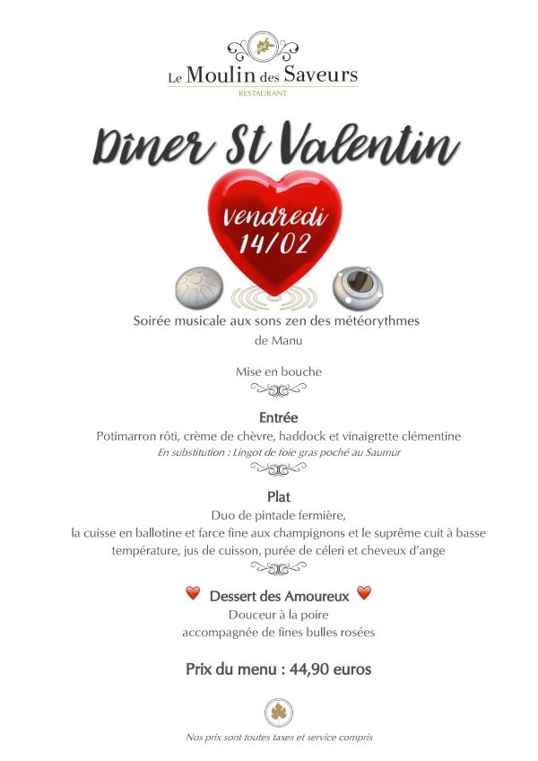 Menu de la Saint Valentin 2020
